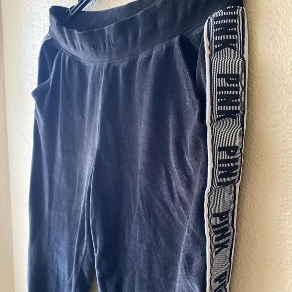 PINK VS VICTORIA'S SECRET Gym Pant Black‎ Stripe Logo Sweatpants Sweats M - Picture 4 of 11